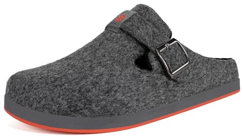 Sisttke Hausschuhe für Damen Herren Unisex Filz-Pantoffeln Slipper Winter Warme Pantoletten Slip on Slipper für Indoor Outdoor mit Rutschfest Gummisohle,Grau,36 EU von Sisttke