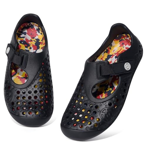 Kinder Sandalen Wasserschuhe Jungen Mädchen Barfußschuhe Badeschuhe Strandschuhe rutschfest Sommer Hausschuhe,Schwarz,34 EU von Sisttke