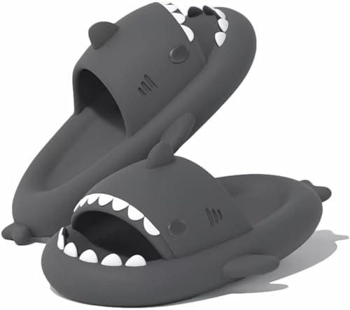 Sisttke Shark Slides Herren Damen Hai Hausschuhe Badeschuhe Cloud Badelatschen Sommer rutschfeste Pantoletten Badeschlappen Home Slippers,D-Grau-B,36/37 EU von Sisttke