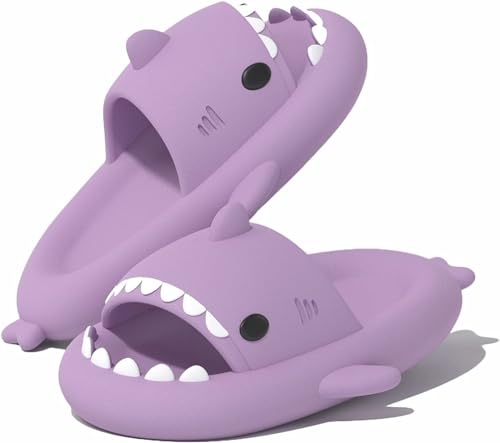 Sisttke Shark Slides Herren Damen Hai Hausschuhe Badeschuhe Cloud Badelatschen Sommer rutschfeste Pantoletten Badeschlappen Home Slippers,Violett,36/37 EU von Sisttke