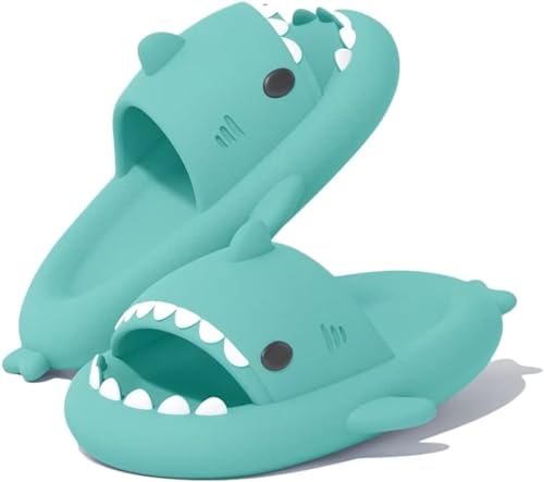 Sisttke Shark Slides Herren Damen Hai Hausschuhe Badeschuhe Cloud Badelatschen Sommer rutschfeste Pantoletten Badeschlappen Home Slippers,Grün-B,36/37 EU von Sisttke