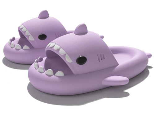 Sisttke Shark Slides Kinder Cute Badeschuhe Mädchen Jungen Bequem Weich Hai Hausschuhe Sommer Badelatschen Shark Slippers Indoor Outdoor Schuhe,Lila,25/26 EU,Etikett 170 von Sisttke