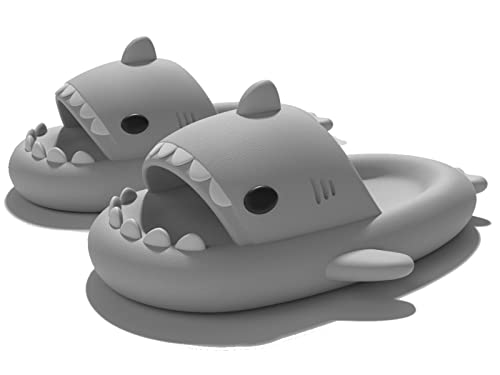 Sisttke Shark Slippers Kinder Hausschuhe Sommer Slides EVA Pantoletten Badelatschen Strand rutschfest Baden Dusch und Badeschuhe für Mädchen Jungen,Hell grau,26/27 EU,Etikett 180 von Sisttke