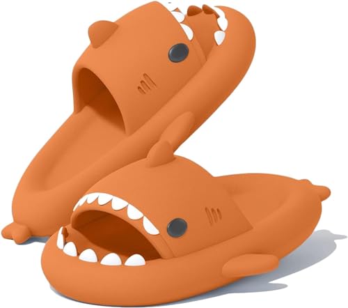 Sisttke Shark Slides Herren Damen Hai Hausschuhe Badeschuhe Cloud Badelatschen Sommer rutschfeste Pantoletten Badeschlappen Home Slippers,Orange-B,40/41 EU von Sisttke