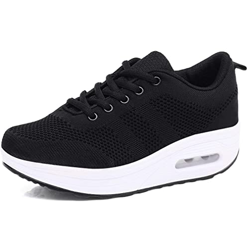 Sisttke Sneaker Damen Outdoor Leicht Atmungsaktive Plateau Turnschuhe Freizeitschuhe Sportschuhe Mesh Laufschuhe Straßenlaufschuhe,Schwarz-a,39 EU von Sisttke