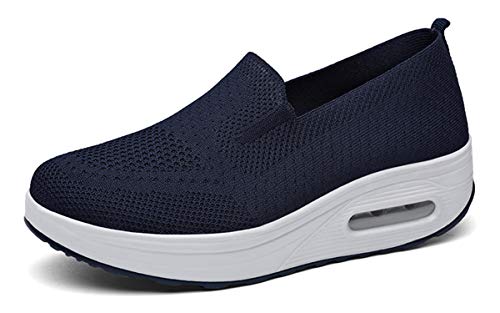 Sisttke Sneakers Damen Slip On Walkingschuhe Leichte Atmungsaktiv Freizeitschuhe Outdoor, Blau, 38 EU von Sisttke