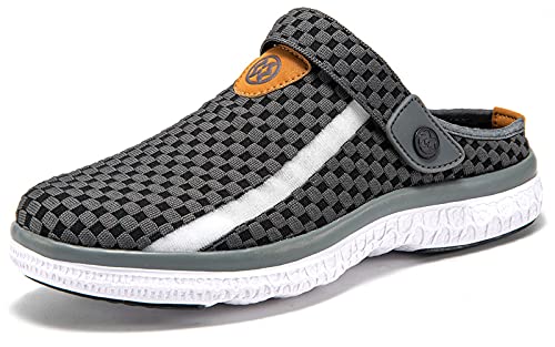 Sisttke Unisex Clogs Hausschuhe Leicht Gartenschuhe Sommer Pantoletten, Dunkelgrau, 43 EU von Sisttke