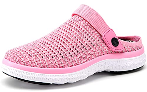 Sisttke Unisex Clogs Hausschuhe rutschfest Pantoletten Weiche Sohle Gartenschuhe Badeschuhe Strand Aqua Slippers, Pures Pink, 41 EU von Sisttke