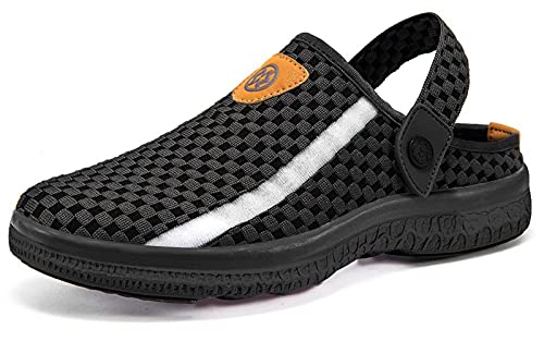 Sisttke Unisex Clogs Hausschuhe rutschfest Pantoletten Weiche Sohle Gartenschuhe Badeschuhe Strand Aqua Slippers, Schwarz, 36 EU von Sisttke