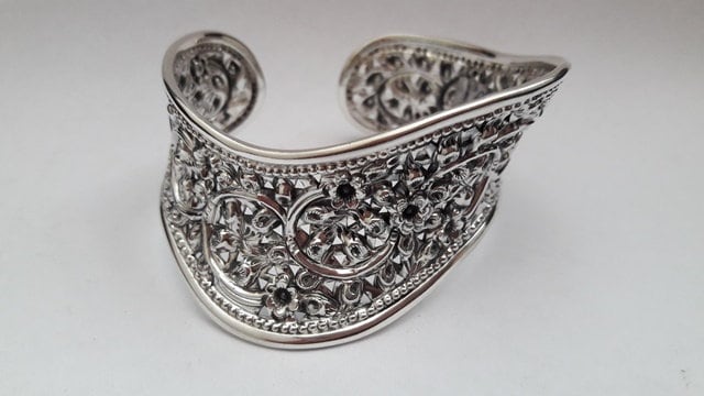 925 Sterling Silber Manschette Armreif Curly Design Offene Armband Männer/Frauen Einstellbar 6 " von SitaSilver