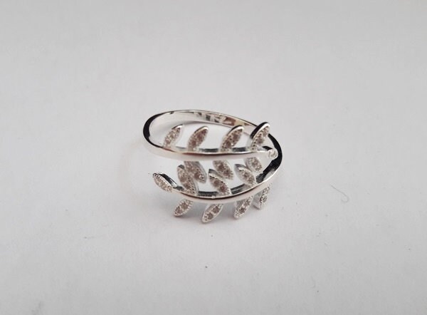 Schimmernde Blätter Belaubt Damen Ring Handarbeit Massiv 925 Sterling Silber Size 10 von SitaSilver