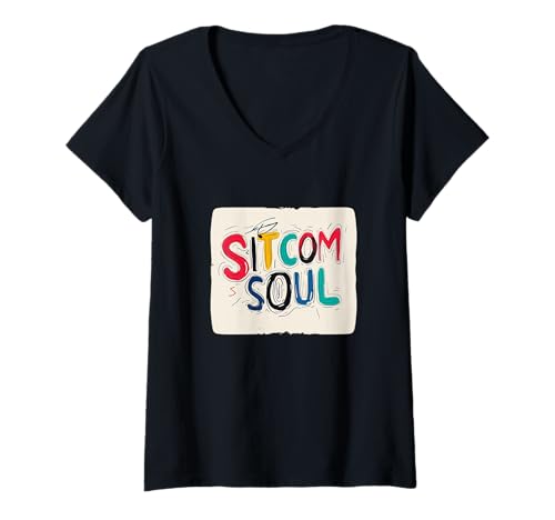 Damen Nettes Sitcom Soul Motto T-Shirt mit V-Ausschnitt Damen Nettes Sitcom Soul Motto T-Shirt mit V-Ausschnitt von Sitcom Outfit