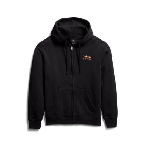 SITKA Gear Everyday Icon Classic Herren-Kapuzenpullover mit durchgehendem Reißverschluss, Schwarz/Orange, X-Large von SITKA