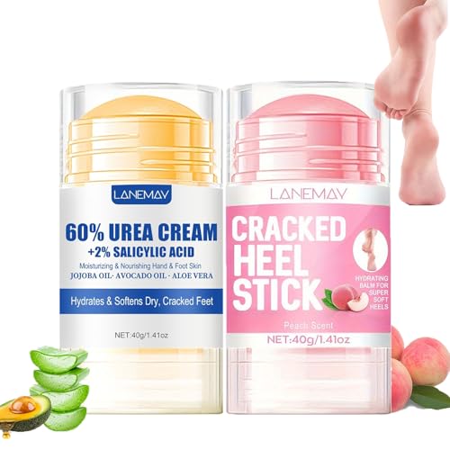 Sitovely 2PCS Urea Cremestift, Hochwirksame Fußpflegecremes für raue, dicke, Trockene und rissige Haut, Foot Cream für Füße, Knie, Ellenbogen und Hände von Frauen und Männern (B, M) von Sitovely