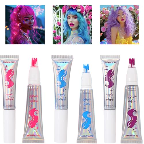 Sitovely 3PCS Glow in The Dark Haarkreide Set für Mädchen,Neon Fluoreszierender Haarkreidekamm Hair Chalk Temporäre Haarfarbe Hair Color Dye,Auswaschbare Haarkreide für Geburtstag Cosplay DIY von Sitovely