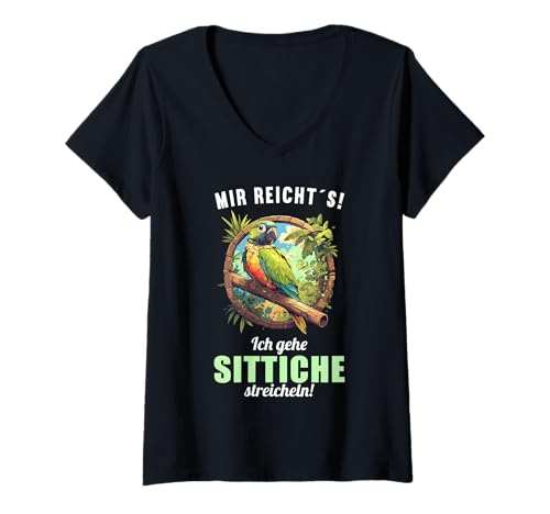 Damen Sittiche Sittich T-Shirt mit V-Ausschnitt von Sittiche Sittich Tier Shop
