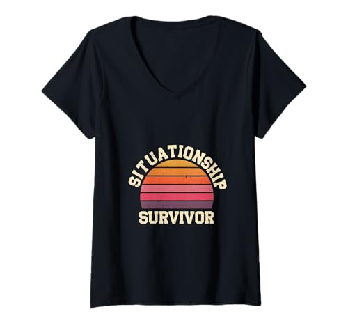 Damen Situationship Survivor Beziehungschaos - T-Shirt mit V-Ausschnitt Damen Situationship Survivor Beziehungschaos - T-Shirt mit V-Ausschnitt von Situationsgefühl, Liebe, Humor