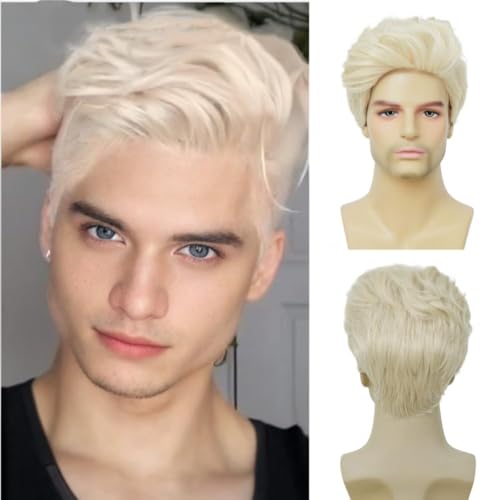 Siudus Herren Blonde Kurze Perücke Natürliche Geschichtete Synthetische Flauschige Haar Perücke Hitzebeständige Tägliche Perücke für Männlichen Kerl (Blonde) Siudus Herren Blonde Kurze Perücke Natürliche Geschichtete Synthetische Flauschige Haar Perücke Hitzebeständige Tägliche Perücke für Männlichen Kerl (Blonde) von Siudus