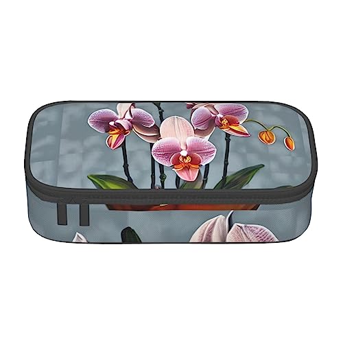 Blühende Orchideen Große Kapazität Bleistift Stift Fall Büro Große Lagerung Hohe Kapazität Tasche Beutel Halter Box Organizer, Stift Tasche von Siulas