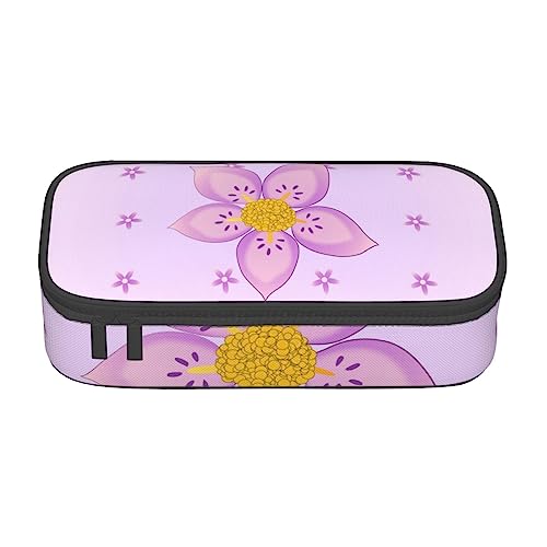 Five-Petaled Purple Flowers Big Capacity Pencil Pen Case Office Large Storage High Capacity Bag Pouch Holder Box Organizer, Pen Bag von Siulas