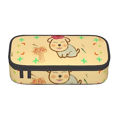 Kleine Blume mit süßem Hund Große Kapazität Bleistift Stift Fall Büro Große Lagerung Hohe Kapazität Tasche Beutel Halter Box Organizer, Stifttasche von Siulas