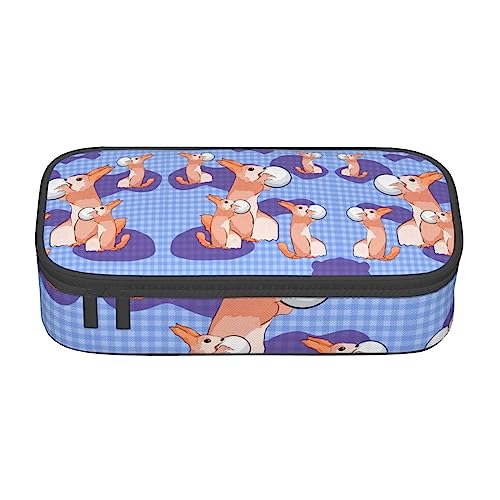 Rabbit Holding The Ball Big Capacity Pencil Pen Case Office Large Storage High Capacity Bag Pouch Holder Box Organizer, Pen Bag von Siulas