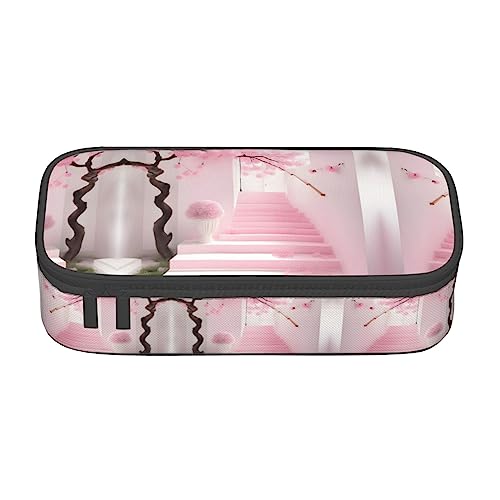 Rosa Kirschblüte Treppe Große Kapazität Bleistift Stift Fall Büro Große Lagerung Hohe Kapazität Tasche Beutel Halter Box Organizer, Stift Tasche von Siulas