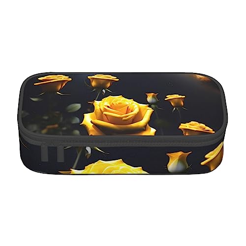 Schöne Gelbe Rosen Große Kapazität Bleistift Stift Fall Büro Große Lagerung Hohe Kapazität Tasche Beutel Halter Box Organizer, Stift Tasche von Siulas