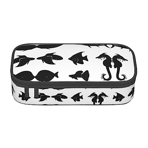 Schwarz Und Weiß Fisch Große Kapazität Bleistift Stift Fall Büro Große Lagerung Hohe Kapazität Tasche Beutel Halter Box Organizer, Stift Tasche von Siulas