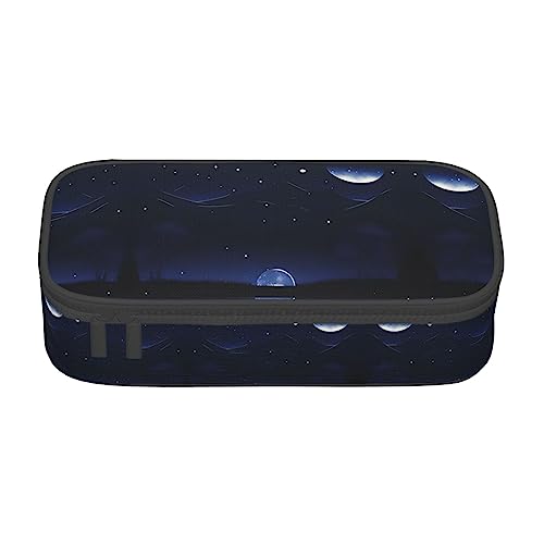 Serene Blue Night View Big Capacity Pencil Pen Case Office Large Storage High Capacity Bag Pouch Holder Box Organizer, Pen Bag von Siulas