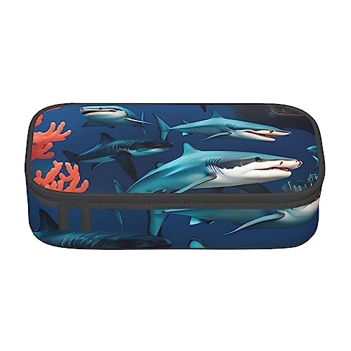 Submarine Shark Coral Große Kapazität Bleistift Stift Fall Büro Große Lagerung Hohe Kapazität Tasche Beutel Halter Box Organizer, Stifttasche von Siulas