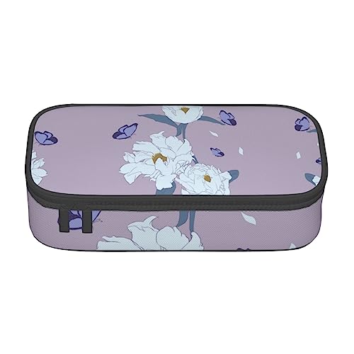 Weiße Pfingstrose Große Kapazität Bleistift Stift Fall Büro Große Lagerung Hohe Kapazität Tasche Beutel Halter Box Organizer, Stift Tasche von Siulas