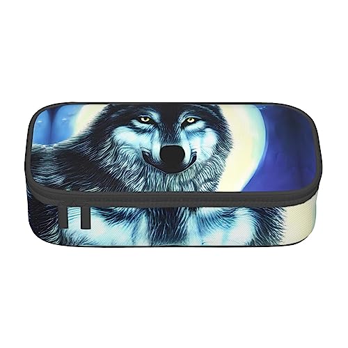 Wolf Under Moon Große Kapazität Bleistift Stift Fall Büro Große Lagerung Hohe Kapazität Tasche Tasche Halter Box Organizer, Stifttasche von Siulas