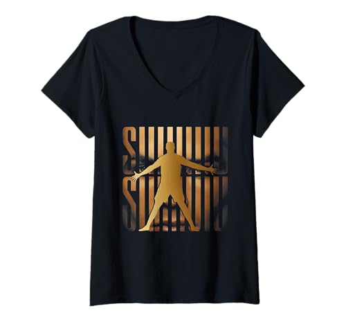 Damen Siuuuu Lustiges Fußball-Geschenk für Fußballliebhaber, Fan, Kinder, Jungen T-Shirt mit V-Ausschnitt von Siuuuu Funny Soccer Shirts for Soccer lovers