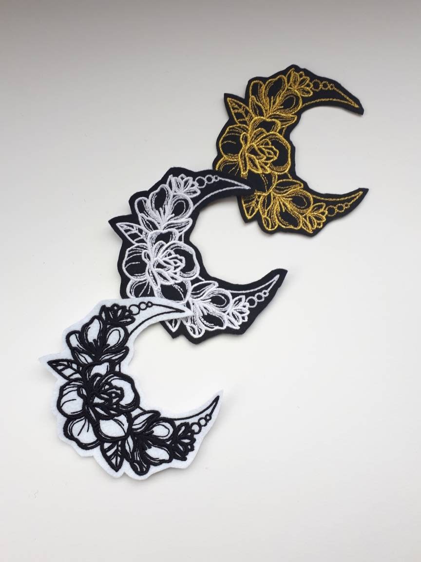 Lotus Blume Aufnäher Patch, Mondphasen, Des Mondes, Großer Aufnäher, Patch Für Jacken, Patches Jacken von SiuvinijaShop
