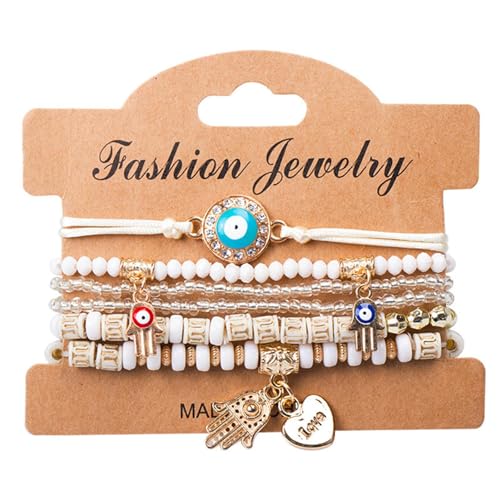 Siuwddee Böhmische Charm-Armbänder, mehrschichtige Böhmische Armbänder, Mehrschichtiges Evil Eye Boho Wickelarmband, Stapelbares Boho-Manschettenwickelarmband, Vintage-Evil-Eye-Armband für Männer und von Siuwddee