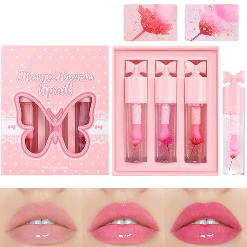 Siuwddee Farbveränderndes Lippenöl | Farbwechselnder Volumen Lippen Gloss - Glänzender Lipgloss Mit Pflegender Formel Als Geschenkidee Für Frauen von Siuwddee
