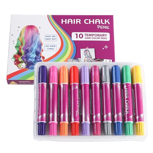Siuwddee Haarkreide Für Mädchen Waschbar - 10 Farben Haarfarben Marker,Temporäre Farbmarker, Waschbares Schmink Set, Spaß Spielzeug Für Teenager Erwachsene Cosplay von Siuwddee