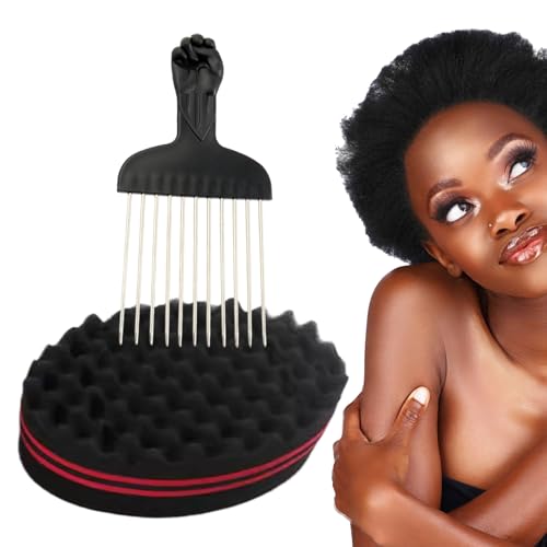 Siuwddee Haarsponge Für Schwarze Männer - Afro Coil Friseurwerkzeug zum Kräuseln und Wellen,Volumen Styling Tool Für Dreadlocks Kinder Damen Herren Familie Freunde von Siuwddee