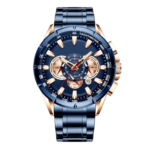 Siuwddee Herrenmetall Uhr, wasserdichte Uhren für Männer,Chronograph Uhren für Männer - Klassische mechanische Band, Elegante Business Clothing Accessoires für alle Mitarbeiter von Männern Arbeiter von Siuwddee