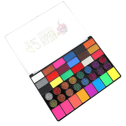 Siuwddee Wasserbasierte Gesichtsfarbe - 42-Farben Schminkpalette,Fluoreszierende Gesichtsfarbe Für Halloween Karneval Weihnachtsfeier Theater Kinder Erwachsene von Siuwddee