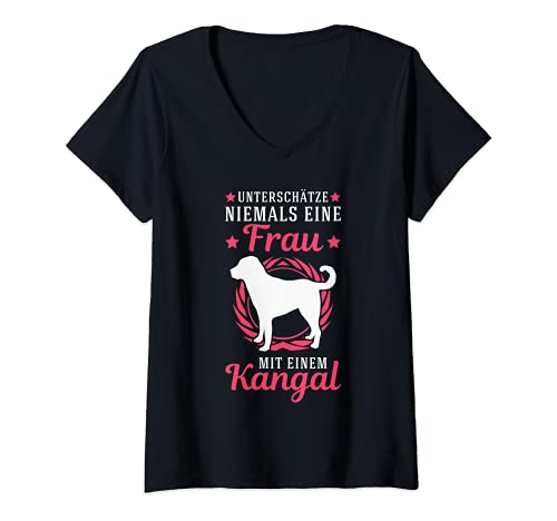 Damen Kangal Besitzerin Anatolischer Hirtenhund T-Shirt mit V-Ausschnitt von Sivas Kangal Hund Karabash Kleidung