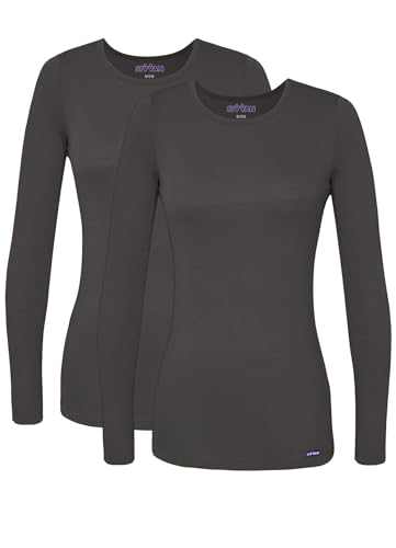 Sivvan 2er Pack Damen Komfort Langarm T-Shirt/Für unter OP Kleidung - S85002 - Charcoal - L von Sivvan