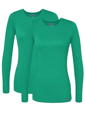 Sivvan 2er Pack Damen Komfort Langarm T-Shirt/Für unter OP Kleidung - S85002 - Spearmint - L von Sivvan