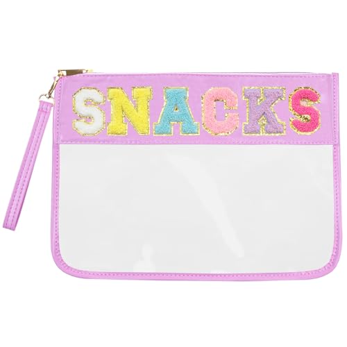 Siwara Snackbeutel, transparent, Reise-Make-up-Tasche, Chenille, Brieftaschen für Reißverschluss, transparente Kosmetiktasche, Make-up-Tasche, Reisetasche für Damen, Violett, Casual von Siwara