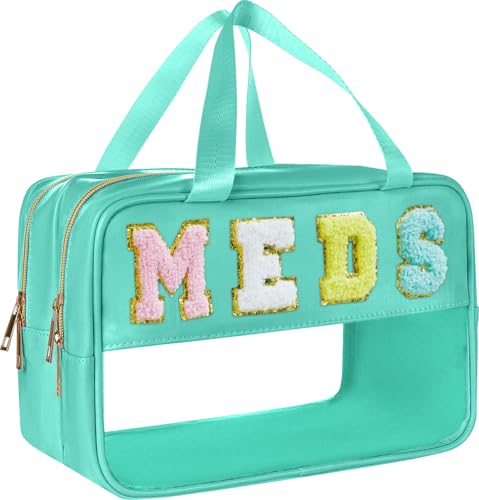 Snackbeutel für Reisen, Varsity, Briefbeutel, transparent, Kulturbeutel, Snack-Tasche, adrette, transparente Kosmetiktasche, große Reisetaschen für Damen, Grün-Meds, Preppy Snackbeutel für Reisen, Varsity, Briefbeutel, transparent, Kulturbeutel, Snack-Tasche, adrette, transparente Kosmetiktasche, große Reisetaschen für Damen, Grün-Meds, Preppy von Siwara