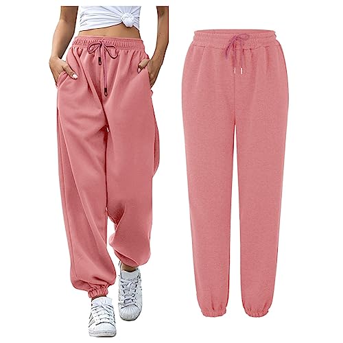 Damen Jogginghose Sporthosen Lange Yoga Hosen Loose Casual Jogginghose High Waist Loose Fit Elastischer Bund Freizeithosen Hohe Trainingsanzug Hosen Sweathose mit Taschen Slim Fit Bequem von Siweiy