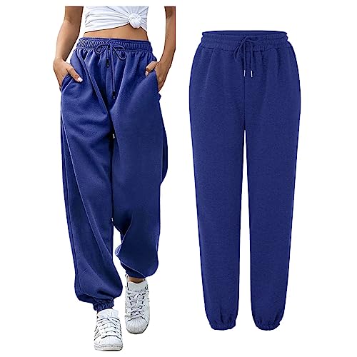 Damen Jogginghose Sporthosen Lange Yoga Hosen Loose Casual Jogginghose High Waist Loose Fit Elastischer Bund Freizeithosen Hohe Trainingsanzug Hosen Sweathose mit Taschen Slim Fit Bequem von Siweiy