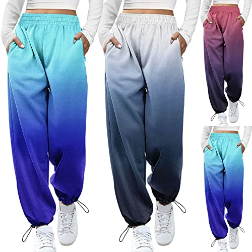 Damen Jogginghose Sporthosen Lange Yoga Hosen Loose Casual Jogginghose High Waist Loose Fit Elastischer Bund Freizeithosen Hohe Trainingsanzug Hosen Sweathose mit Taschen Slim Fit Bequem von Siweiy