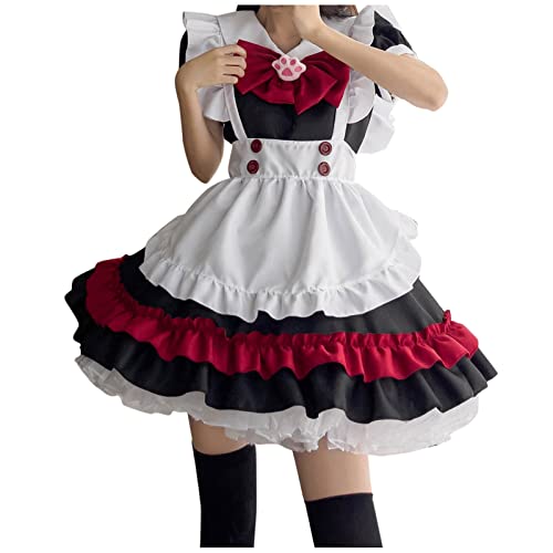 Midi-Dirndl Lang Trachtenmode Kurz Blick Unters Diendl Dirdl Spitze Drindl Dirndl Damen Oktoberfest Midikleid Trachtenkleid Trachtenmode Trachtenrock Dirndlbluse Karneval Kostüm mit Schürze von Siweiy
